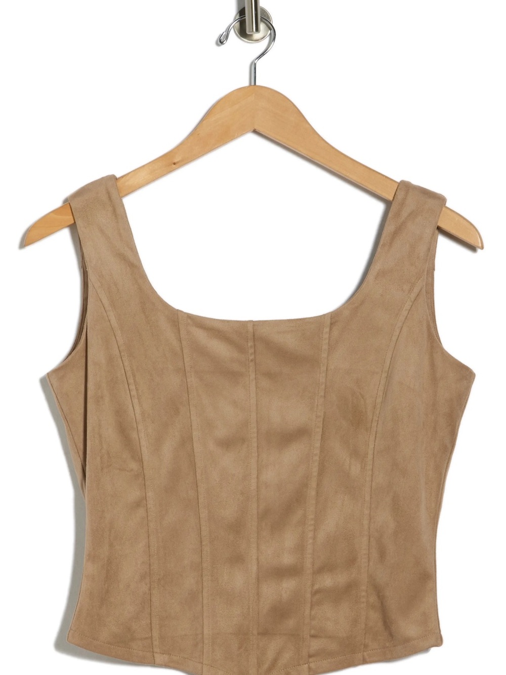Nordstrom brand / Vigoss Suede Corset Tank Zipper Back Square Top